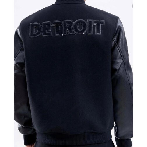 Detroit Lions Letterman Varsity Black Jacket - Image 2