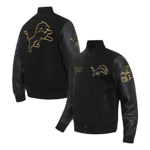 Detroit Lions Full-Zip Black Varsity Jacket - Image 3