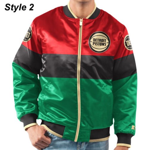 Black History Month Detroit Pistons Color Block Jacket - Image 2