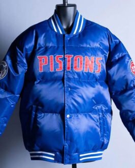 Detroit Pistons Blue Down Bubble Jacket
