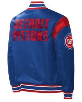 Detroit Pistons Force Play Varsity Blue Satin Jacket