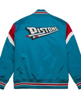 Detroit Pistons Heavyweight Aqua Satin Jacket