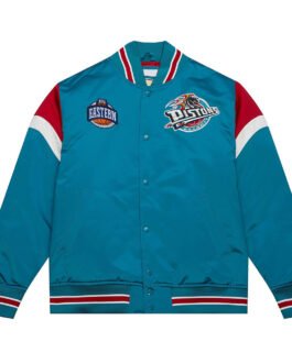 Detroit Pistons Heavyweight Aqua Satin Jacket