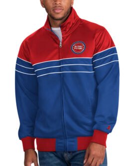 Detroit Pistons Red and Blue Knit Full-Zip Jacket