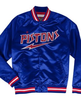 Detroit Pistons Lightweight Blue Satin Jacket