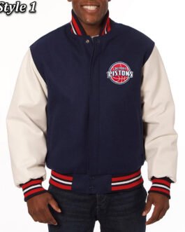 Navy/White Detroit Pistons Varsity Jacket