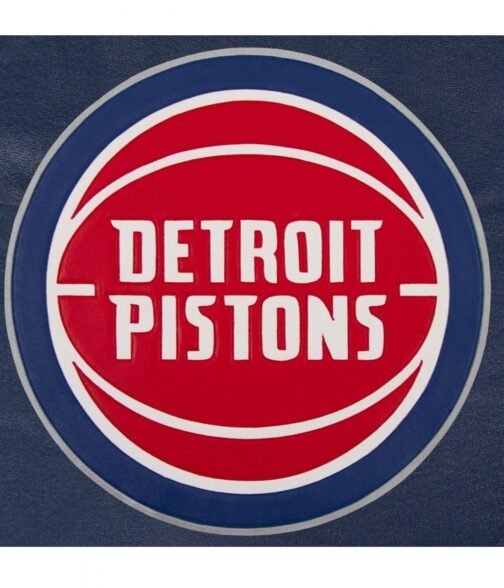 Varsity Detroit Pistons Navy Blue Leather Jacket - Image 4