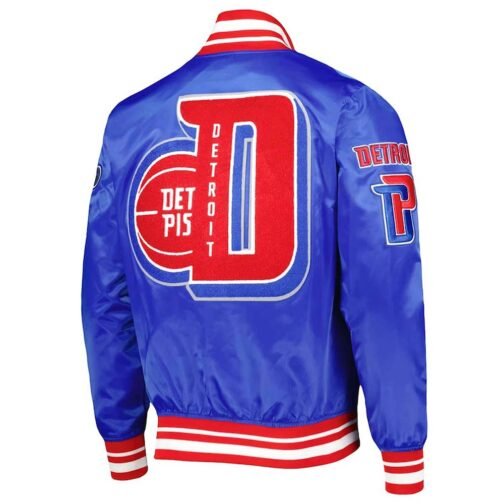 Detroit Pistons Finals 3x Champions Mash Up Capsule Royal Satin Jacket - Image 2