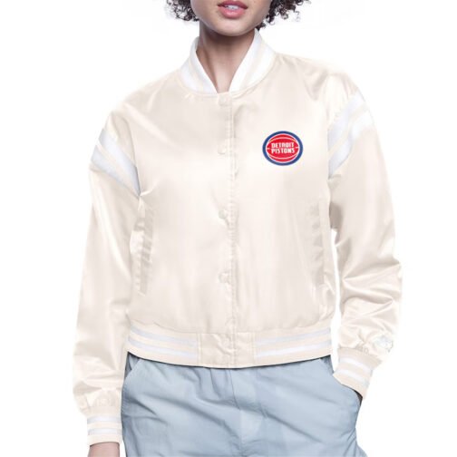 Detroit Pistons Printed Logo Varsity Satin Jacket - Image 2