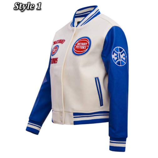 Retro Classic Rib Detroit Pistons Varsity Jacket - Image 5