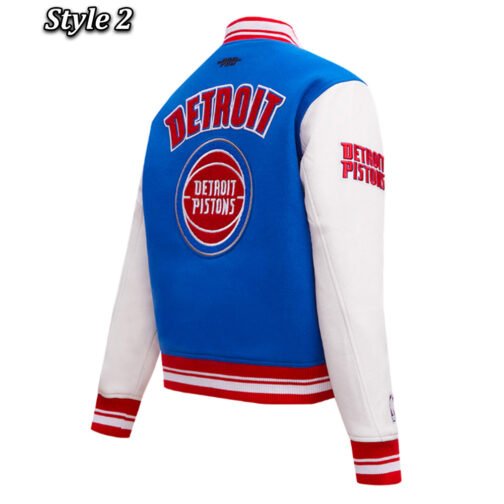 Retro Classic Rib Detroit Pistons Varsity Jacket - Image 8