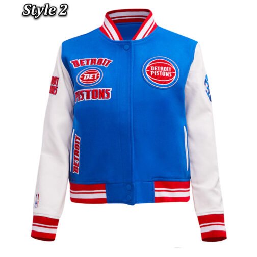 Retro Classic Rib Detroit Pistons Varsity Jacket - Image 2