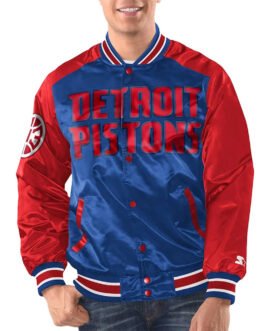 Royal/Red Detroit Pistons Renegade Varsity Satin Jacket