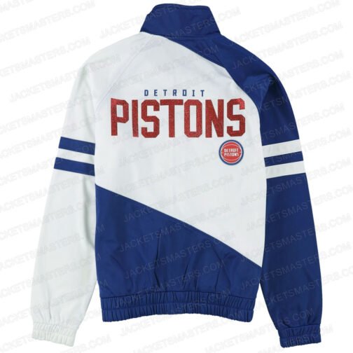 Detroit Pistons Track Blue and White Jacket - Image 2