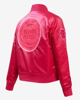 Detroit Pistons Triple Pink Satin Jacket