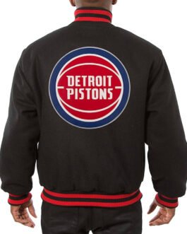 Detroit Pistons Varsity Black Wool Jacket