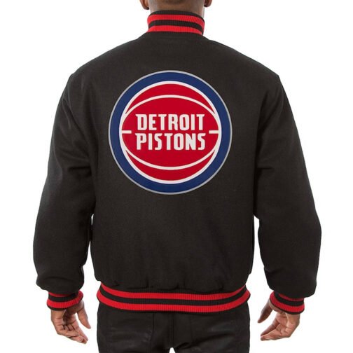 Detroit Pistons Varsity Black Wool Jacket - Image 2