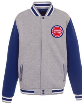 Detroit Pistons Gray and Royal Varsity Wool Jacket