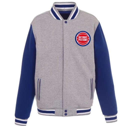 Detroit Pistons Gray and Royal Varsity Wool Jacket