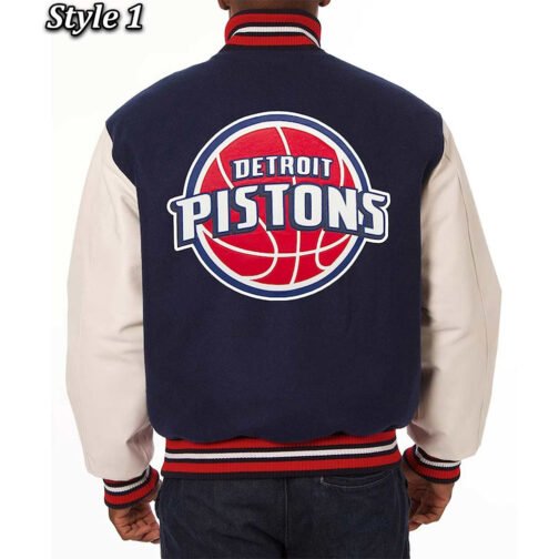 Navy/White Detroit Pistons Varsity Jacket - Image 3