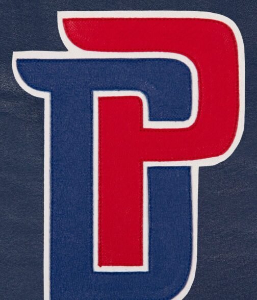 Varsity Detroit Pistons Navy Blue Leather Jacket - Image 3