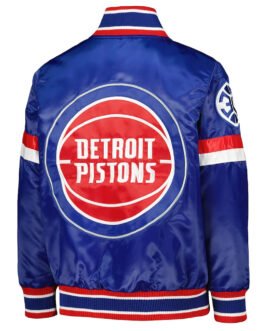 Detroit Pistons Youth Home Game Blue Satin Jacket