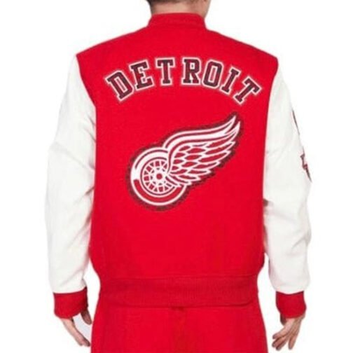 Detroit Red Wings Animal Patches Red Varsity Jacket - Image 2