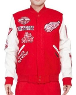 Detroit Red Wings Animal Patches Red Varsity Jacket