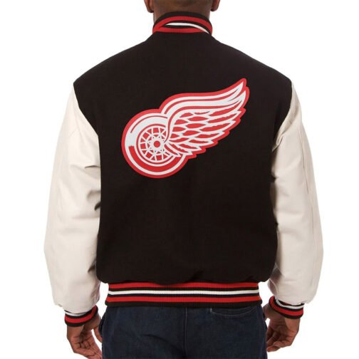 Detroit Red Wings Black and White Two-Tone Varsity Jacket - Image 3
