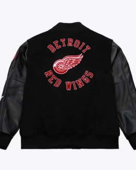 Detroit Red Wings Black Out Team Logo Varsity Jacket