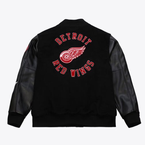 Detroit Red Wings Black Out Team Logo Varsity Jacket - Image 2