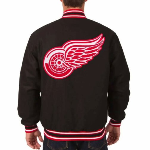 Detroit Red Wings Gray/Black Varsity Wool Full-Snap Jacket - Image 4