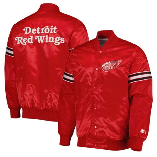 Detroit Red Wings Pick & Roll Red Satin Jacket - Image 3