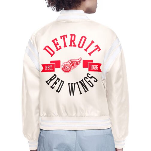 Detroit Red Wings Printed Logo Varsity Satin Jacket - Image 4