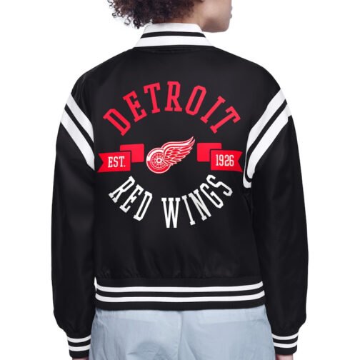 Detroit Red Wings Printed Logo Varsity Satin Jacket - Image 3