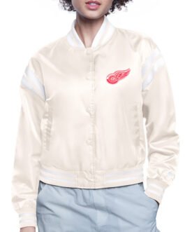 Detroit Red Wings Printed Logo Varsity Satin Jacket