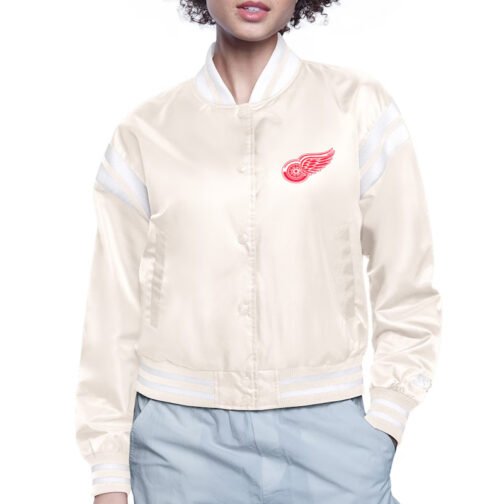Detroit Red Wings Printed Logo Varsity Satin Jacket - Image 2