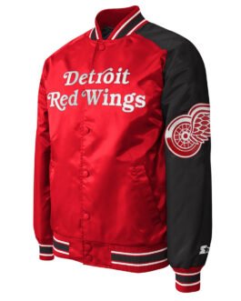 Detroit Red Wings Red and Black Satin Jacket