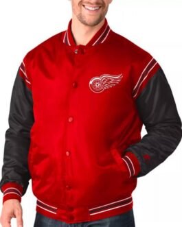 Starter Detroit Red Wings Satin Red and Black Varsity Jacket