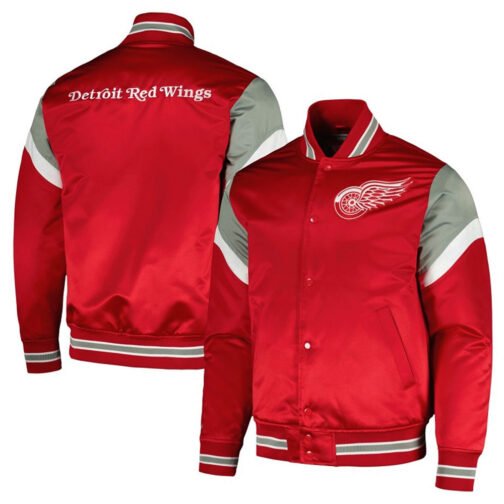 Detroit Red Wings Red Heavyweight Satin Jacket - Image 3