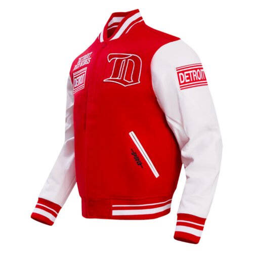 Detroit Red Wings Retro Classic Rib Varsity Jacket - Image 3