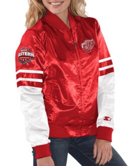 Tie Breaker Detroit Red Wings Red and White Jacket
