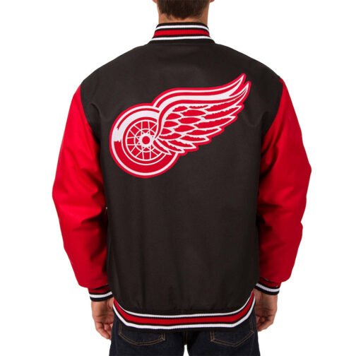 Black/Red Detroit Red Wings Two Hit Poly Twill Jacket - Image 2