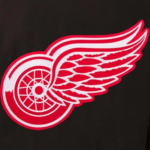 Detroit Red Wings Two Hit Varsity Wool & Leather Black Jacket - Image 3