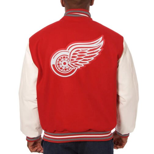Detroit Red Wings Black and White Two-Tone Varsity Jacket - Image 4