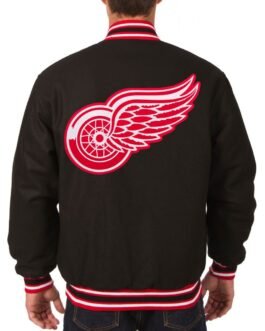 Varsity Detroit Red Wings Wool Black Jacket