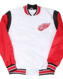 Detroit Red Wings White and Red Teddy Satin Jacket