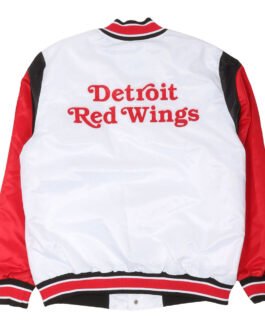 Detroit Red Wings White and Red Teddy Satin Jacket