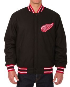 Varsity Detroit Red Wings Wool Black Jacket