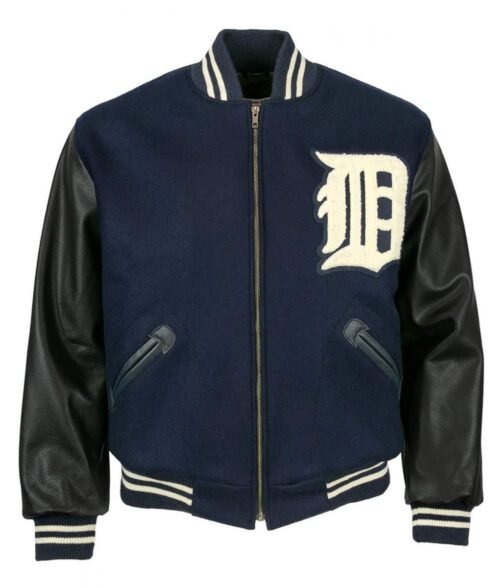 Black and Blue Detroit Tigers 1955 Letterman Jacket